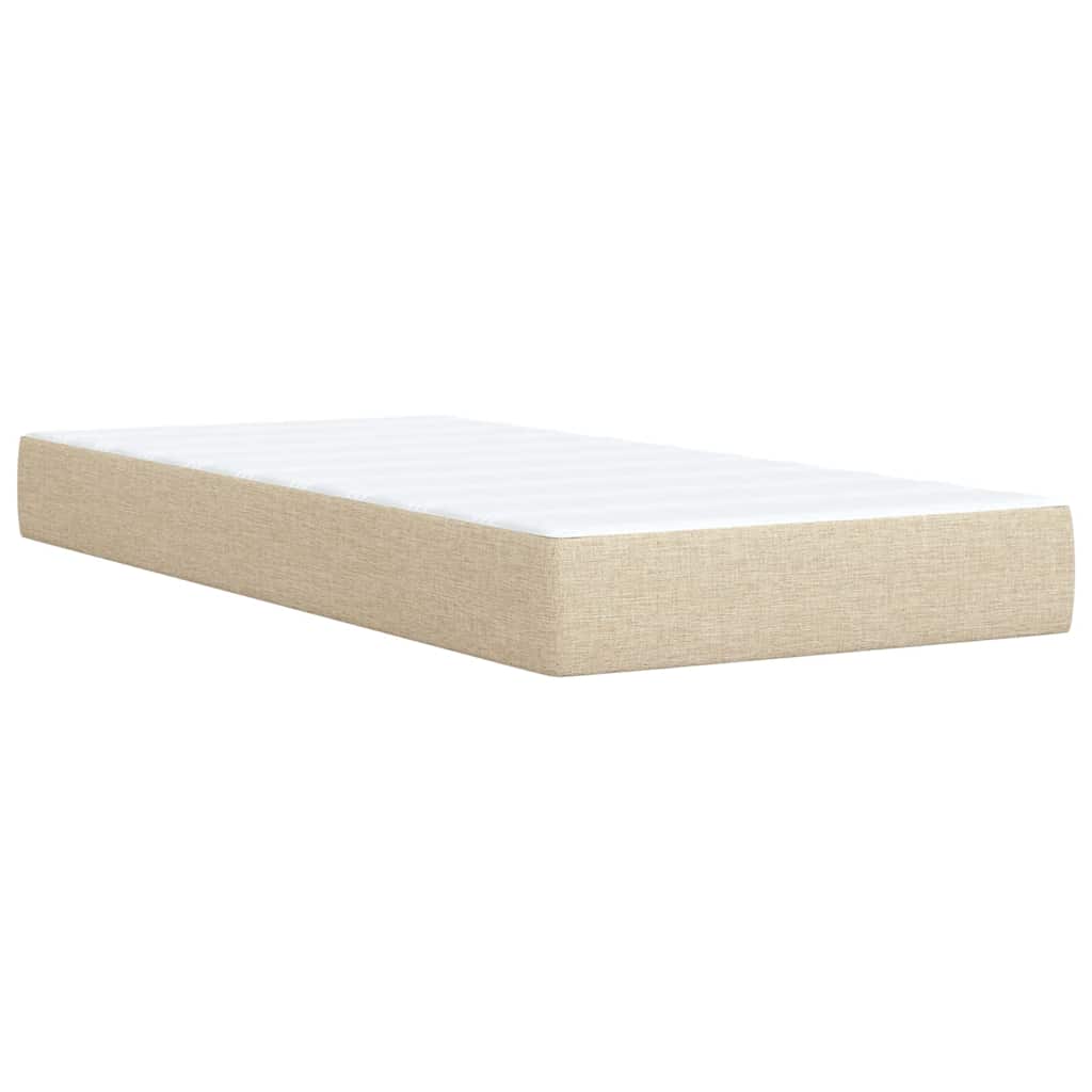 Κρεβάτι Boxspring με Στρώμα Κρεμ 90x190 εκ.Υφασμάτινο - Pakobazaar