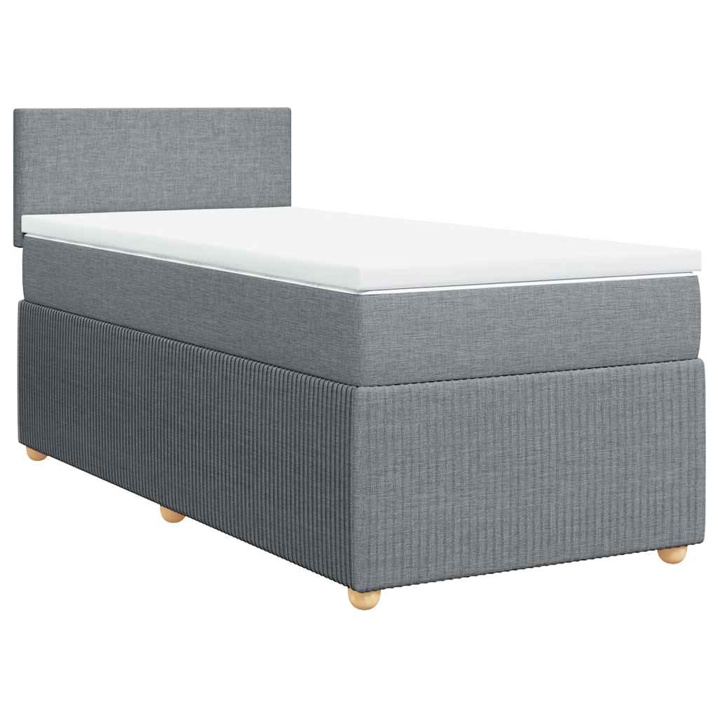 Κρεβάτι Boxspring με Στρώμα Ανοιχτό Γκρι 90x200 εκ. Υφασμάτινο - Pakobazaar