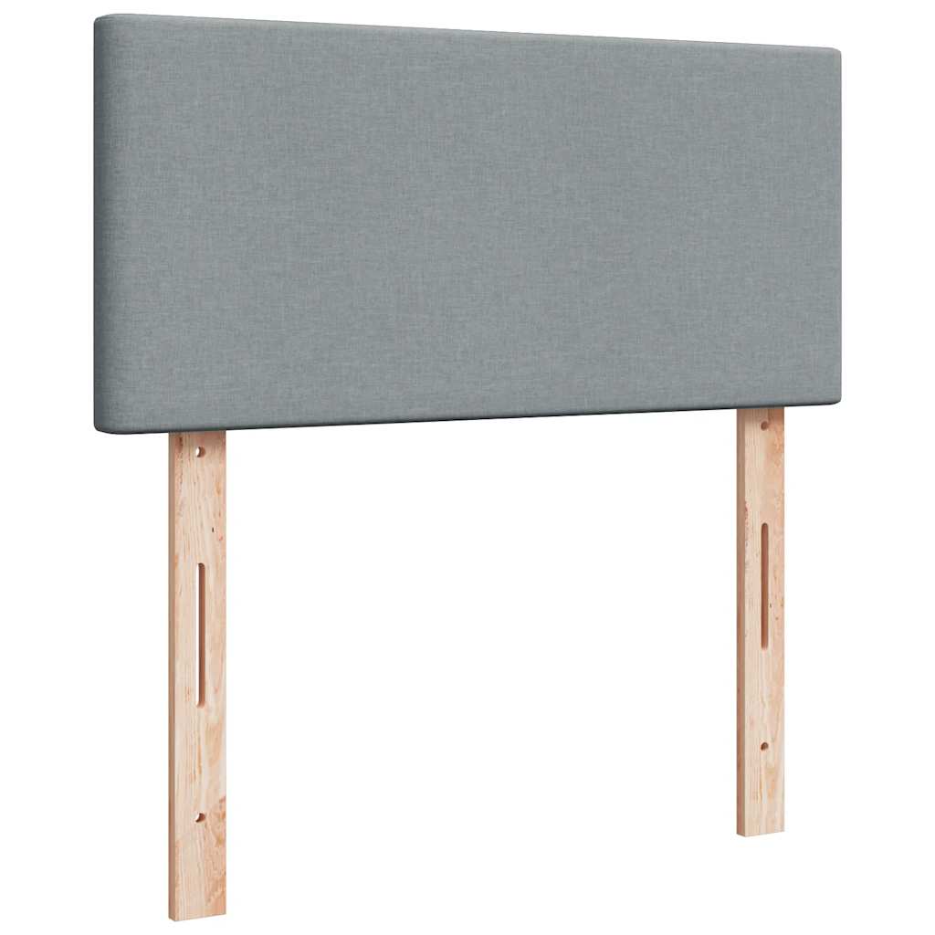 Κρεβάτι Boxspring με Στρώμα Ανοιχτό Γκρι 90x200 εκ. Υφασμάτινο - Pakobazaar