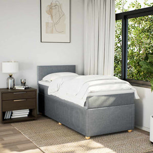 Κρεβάτι Boxspring με Στρώμα Ανοιχτό Γκρι 90x200 εκ. Υφασμάτινο - Pakobazaar