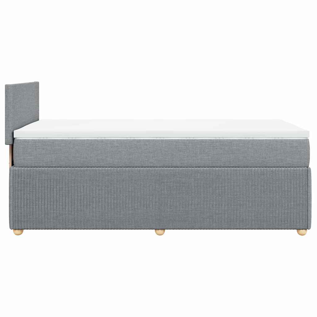 Κρεβάτι Boxspring με Στρώμα Ανοιχτό Γκρι 90x200 εκ. Υφασμάτινο - Pakobazaar