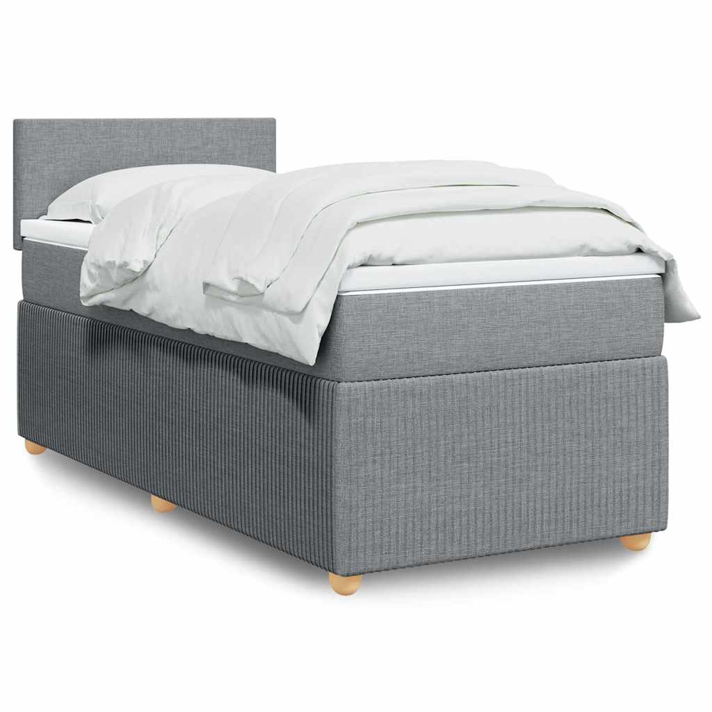 Κρεβάτι Boxspring με Στρώμα Ανοιχτό Γκρι 90x200 εκ. Υφασμάτινο - Pakobazaar