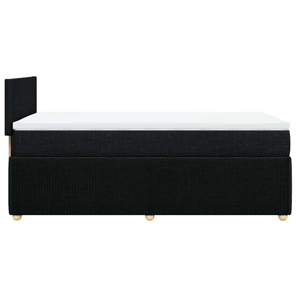 Κρεβάτι Boxspring με Στρώμα Μαύρο 90x200 εκ. Υφασμάτινο - Pakobazaar