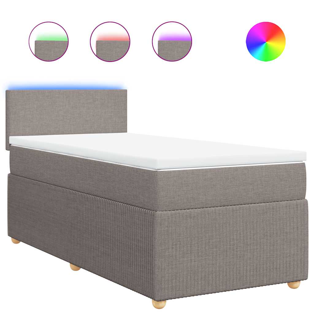 Κρεβάτι Boxspring με Στρώμα Taupe 90x200 εκ. Υφασμάτινο - Pakobazaar