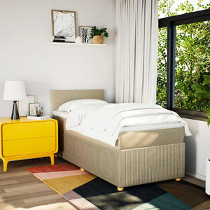 Κρεβάτι Boxspring με Στρώμα Κρεμ 90x200 εκ.Υφασμάτινο
