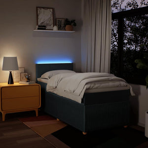 Κρεβάτι Boxspring με Στρώμα Μπλε 90x200 εκ.Υφασμάτινο - Pakobazaar