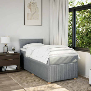 Κρεβάτι Boxspring με Στρώμα Ανοιχτό Γκρι 90x200 εκ. Υφασμάτινο - Pakobazaar