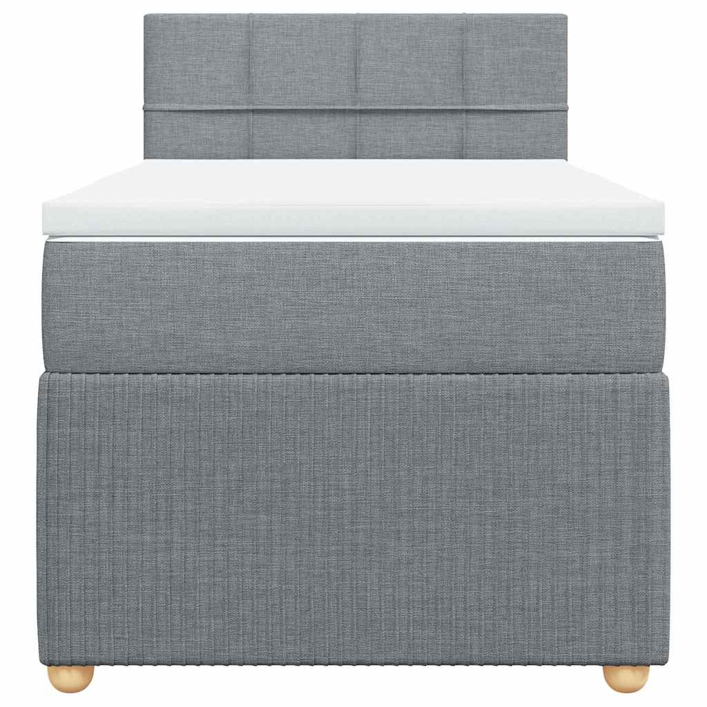 Κρεβάτι Boxspring με Στρώμα Ανοιχτό Γκρι 90x200 εκ. Υφασμάτινο - Pakobazaar