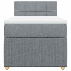 Κρεβάτι Boxspring με Στρώμα Ανοιχτό Γκρι 90x200 εκ. Υφασμάτινο - Pakobazaar