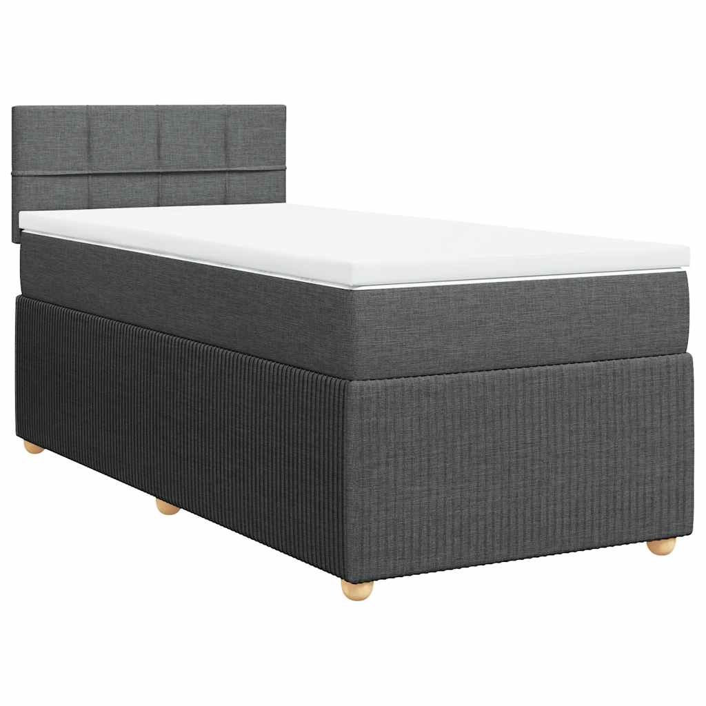 Κρεβάτι Boxspring με Στρώμα Σκούρο Γκρι 90x200 εκ. Υφασμάτινο - Pakobazaar