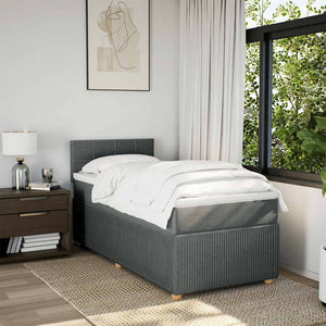 Κρεβάτι Boxspring με Στρώμα Σκούρο Γκρι 90x200 εκ. Υφασμάτινο - Pakobazaar