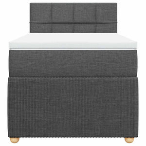 Κρεβάτι Boxspring με Στρώμα Σκούρο Γκρι 90x200 εκ. Υφασμάτινο - Pakobazaar