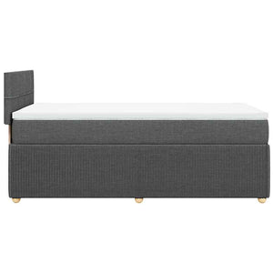 Κρεβάτι Boxspring με Στρώμα Σκούρο Γκρι 90x200 εκ. Υφασμάτινο - Pakobazaar