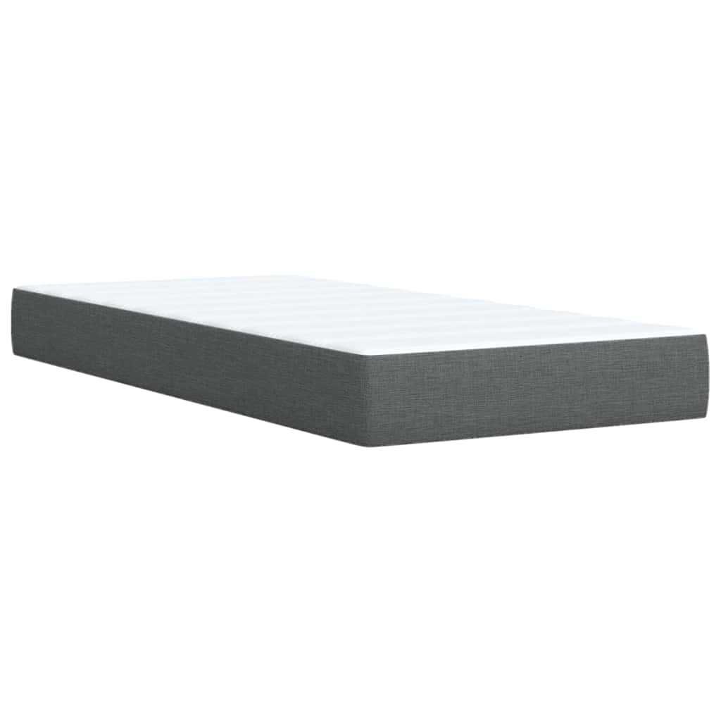 Κρεβάτι Boxspring με Στρώμα Σκούρο Γκρι 90x200 εκ. Υφασμάτινο - Pakobazaar