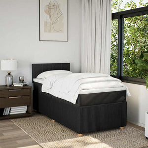 Κρεβάτι Boxspring με Στρώμα Μαύρο 90x200 εκ. Υφασμάτινο - Pakobazaar
