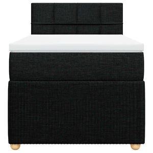 Κρεβάτι Boxspring με Στρώμα Μαύρο 90x200 εκ. Υφασμάτινο - Pakobazaar