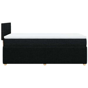 Κρεβάτι Boxspring με Στρώμα Μαύρο 90x200 εκ. Υφασμάτινο - Pakobazaar