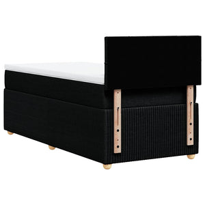 Κρεβάτι Boxspring με Στρώμα Μαύρο 90x200 εκ. Υφασμάτινο - Pakobazaar