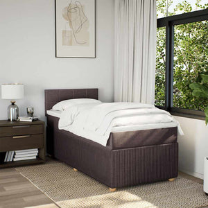 Κρεβάτι Boxspring με Στρώμα Σκούρο Καφέ 90x200 εκ. Υφασμάτινο