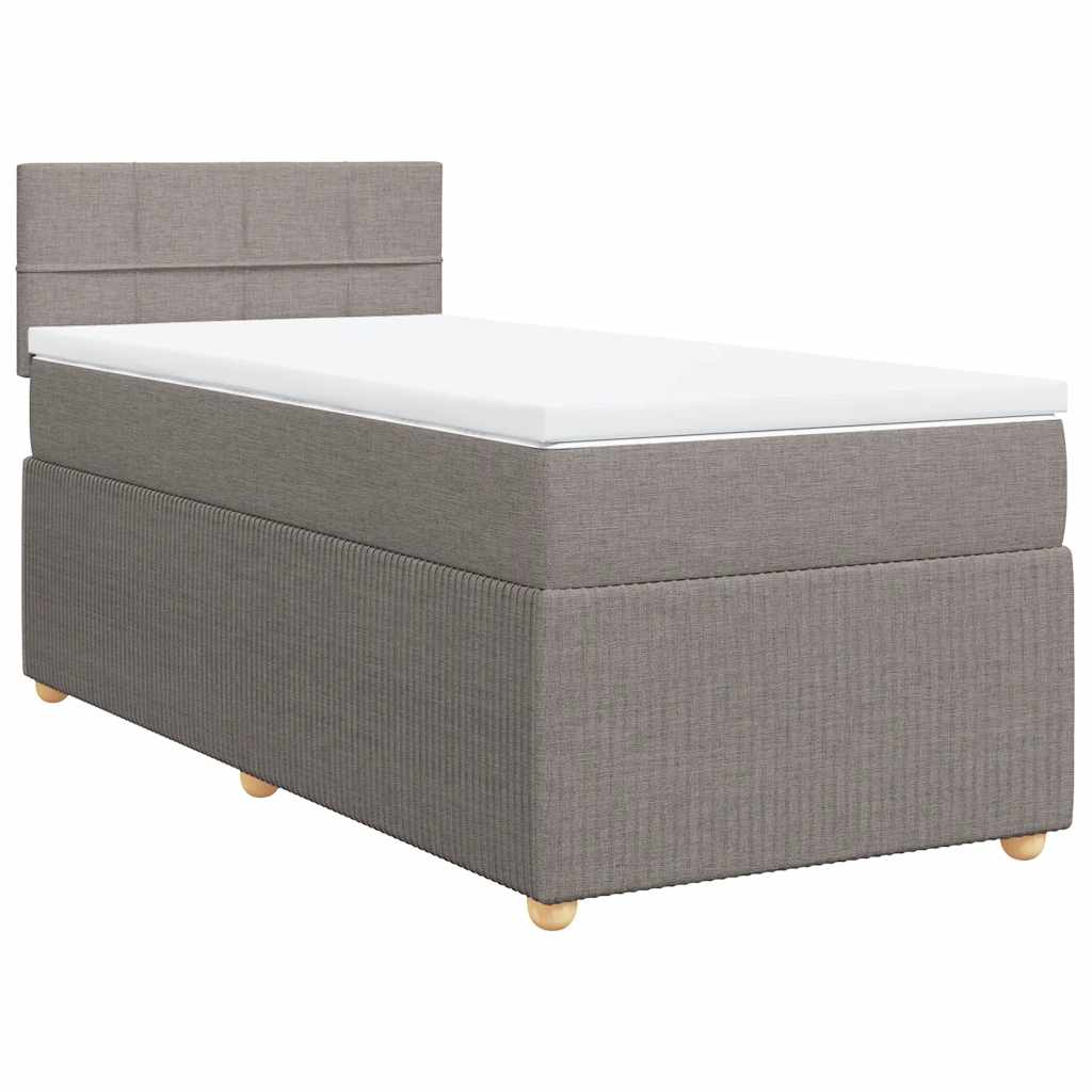 Κρεβάτι Boxspring με Στρώμα Taupe 90x200 εκ. Υφασμάτινο - Pakobazaar