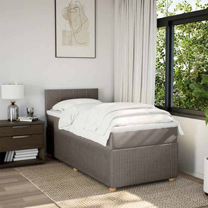 Κρεβάτι Boxspring με Στρώμα Taupe 90x200 εκ. Υφασμάτινο - Pakobazaar