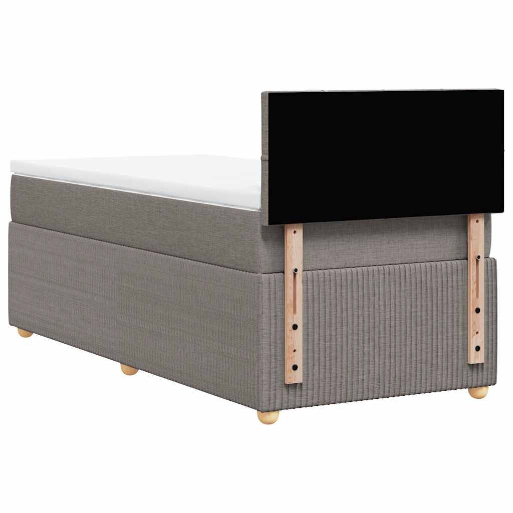 Κρεβάτι Boxspring με Στρώμα Taupe 90x200 εκ. Υφασμάτινο - Pakobazaar