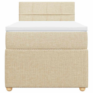 Κρεβάτι Boxspring με Στρώμα Κρεμ 90x200 εκ.Υφασμάτινο - Pakobazaar