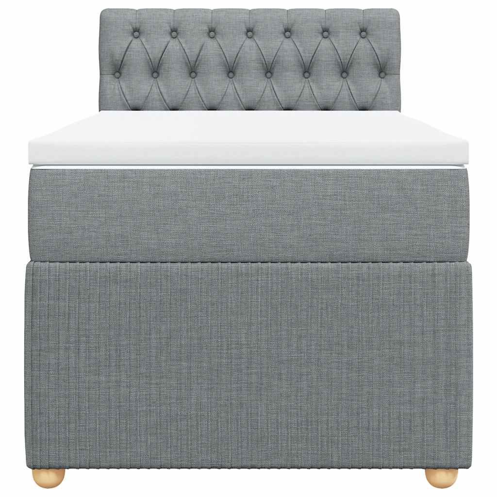 Κρεβάτι Boxspring με Στρώμα Ανοιχτό Γκρι 90x200 εκ. Υφασμάτινο - Pakobazaar