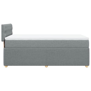 Κρεβάτι Boxspring με Στρώμα Ανοιχτό Γκρι 90x200 εκ. Υφασμάτινο - Pakobazaar