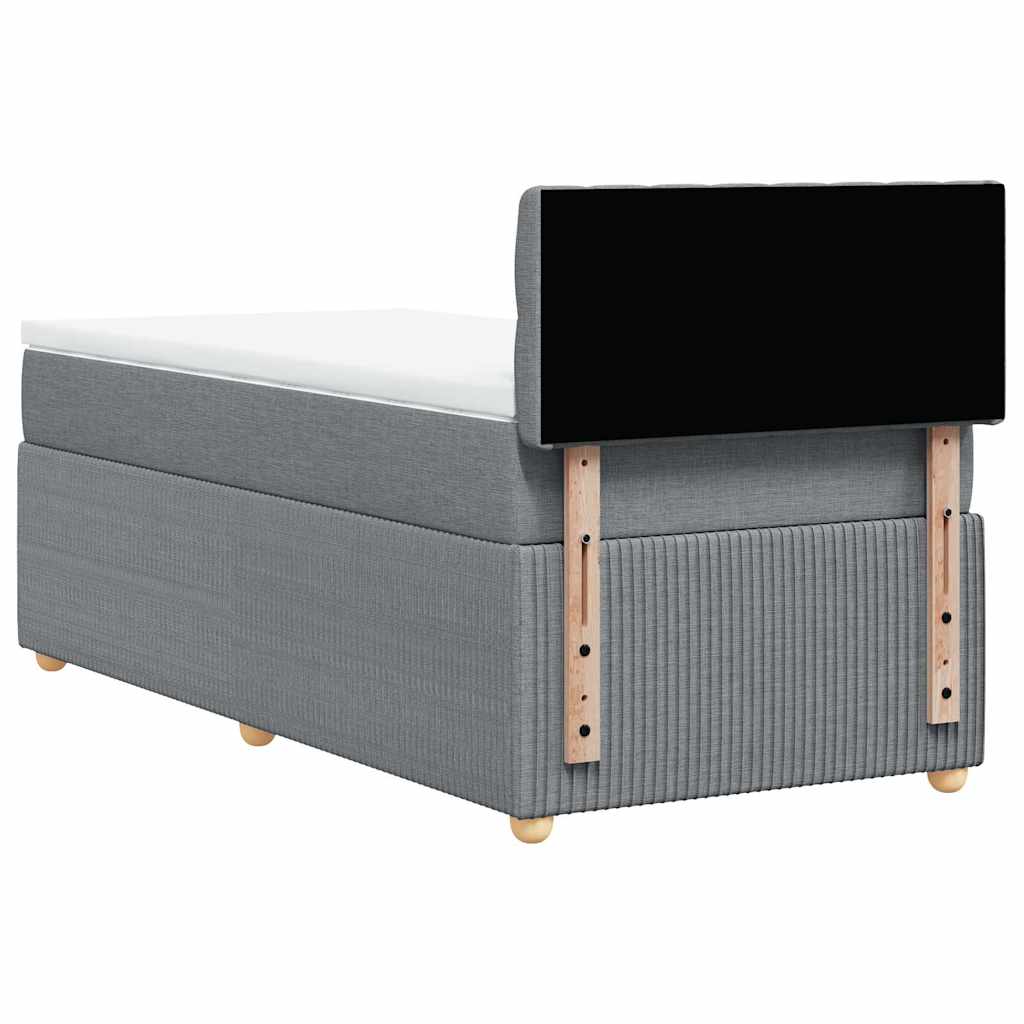 Κρεβάτι Boxspring με Στρώμα Ανοιχτό Γκρι 90x200 εκ. Υφασμάτινο - Pakobazaar