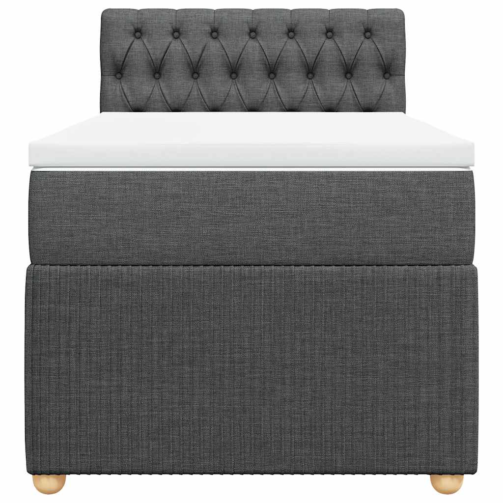 Κρεβάτι Boxspring με Στρώμα Σκούρο Γκρι 90x200 εκ. Υφασμάτινο - Pakobazaar
