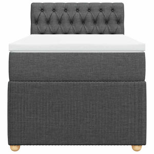 Κρεβάτι Boxspring με Στρώμα Σκούρο Γκρι 90x200 εκ. Υφασμάτινο - Pakobazaar