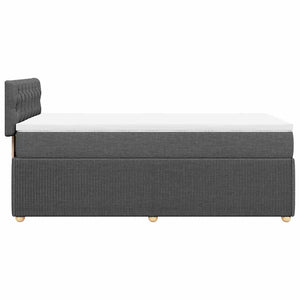 Κρεβάτι Boxspring με Στρώμα Σκούρο Γκρι 90x200 εκ. Υφασμάτινο - Pakobazaar