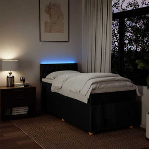 Κρεβάτι Boxspring με Στρώμα Μαύρο 90x200 εκ. Υφασμάτινο - Pakobazaar
