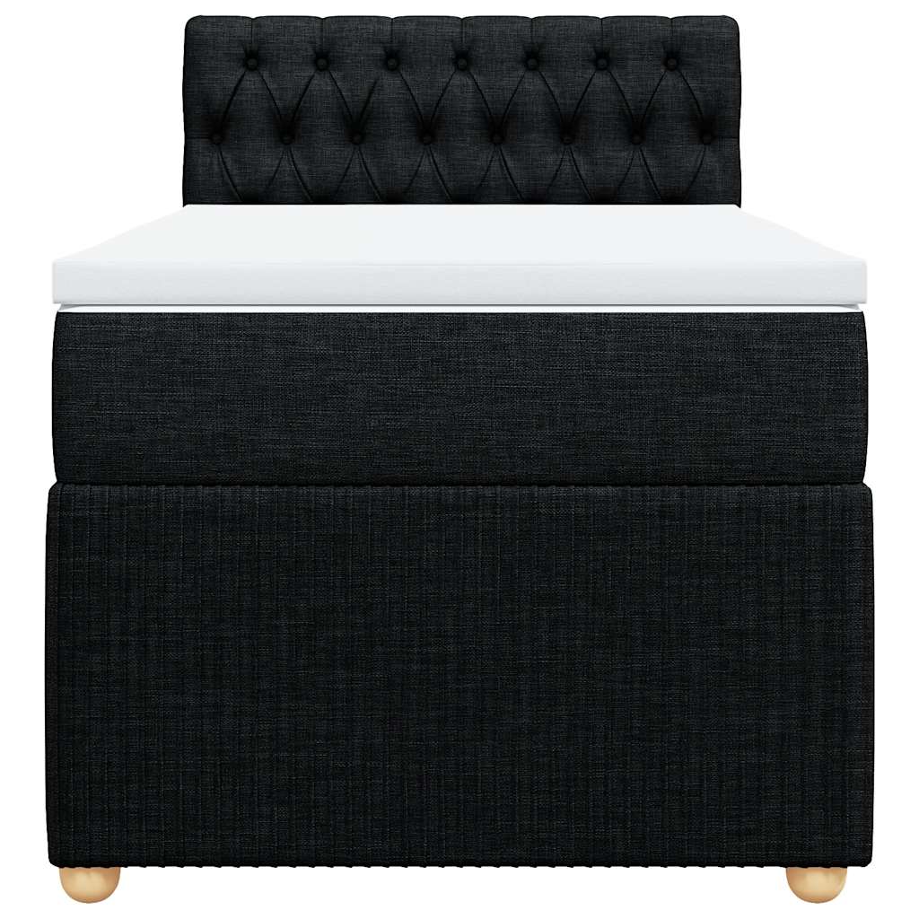 Κρεβάτι Boxspring με Στρώμα Μαύρο 90x200 εκ. Υφασμάτινο - Pakobazaar
