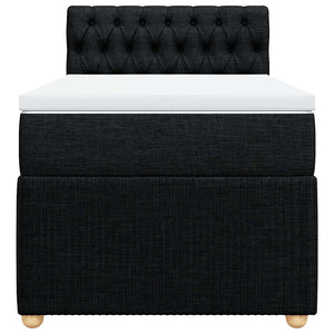 Κρεβάτι Boxspring με Στρώμα Μαύρο 90x200 εκ. Υφασμάτινο - Pakobazaar