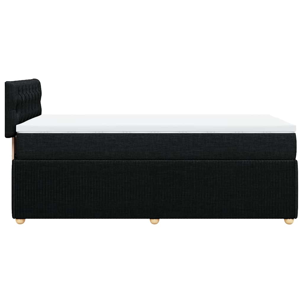 Κρεβάτι Boxspring με Στρώμα Μαύρο 90x200 εκ. Υφασμάτινο - Pakobazaar