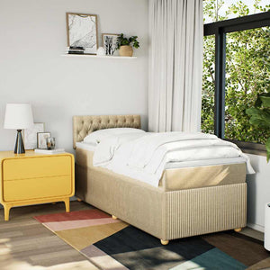 Κρεβάτι Boxspring με Στρώμα Κρεμ 90x200 εκ.Υφασμάτινο