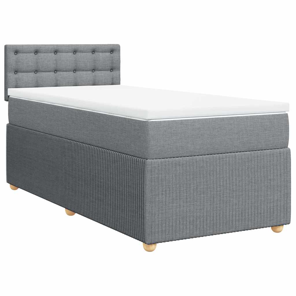 Κρεβάτι Boxspring με Στρώμα Ανοιχτό Γκρι 90x200 εκ. Υφασμάτινο - Pakobazaar