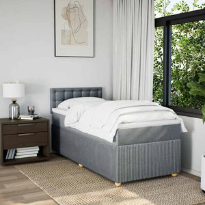 Κρεβάτι Boxspring με Στρώμα Ανοιχτό Γκρι 90x200 εκ. Υφασμάτινο - Pakobazaar
