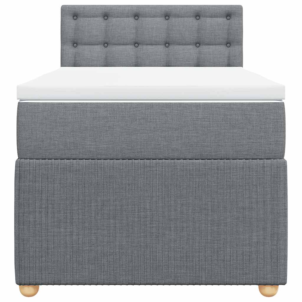Κρεβάτι Boxspring με Στρώμα Ανοιχτό Γκρι 90x200 εκ. Υφασμάτινο - Pakobazaar