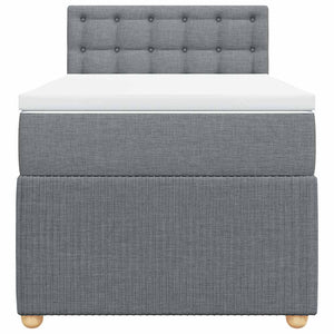 Κρεβάτι Boxspring με Στρώμα Ανοιχτό Γκρι 90x200 εκ. Υφασμάτινο - Pakobazaar