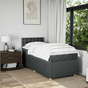 Κρεβάτι Boxspring με Στρώμα Σκούρο Γκρι 90x200 εκ. Υφασμάτινο - Pakobazaar