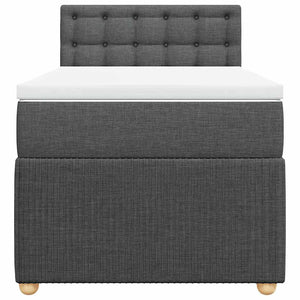 Κρεβάτι Boxspring με Στρώμα Σκούρο Γκρι 90x200 εκ. Υφασμάτινο - Pakobazaar