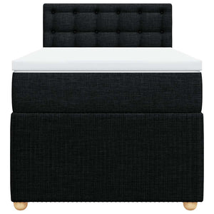 Κρεβάτι Boxspring με Στρώμα Μαύρο 90x200 εκ. Υφασμάτινο - Pakobazaar