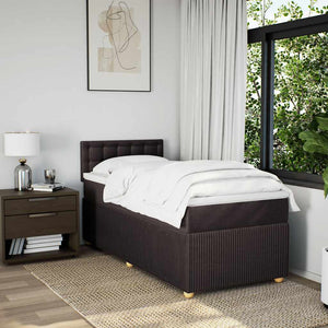 Κρεβάτι Boxspring με Στρώμα Σκούρο Καφέ 90x200 εκ. Υφασμάτινο