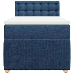 Κρεβάτι Boxspring με Στρώμα Μπλε 90x200 εκ.Υφασμάτινο - Pakobazaar