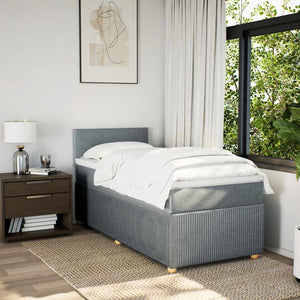 Κρεβάτι Boxspring με Στρώμα Ανοιχτό Γκρι 100x200 εκ. Υφασμάτινο - Pakobazaar