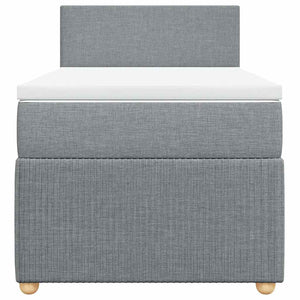Κρεβάτι Boxspring με Στρώμα Ανοιχτό Γκρι 100x200 εκ. Υφασμάτινο - Pakobazaar