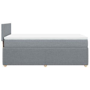 Κρεβάτι Boxspring με Στρώμα Ανοιχτό Γκρι 100x200 εκ. Υφασμάτινο - Pakobazaar